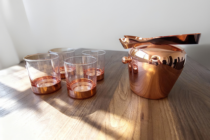 Set De Whiskey Cobre 4 Vasos + Balde De Hielo + Pinzas