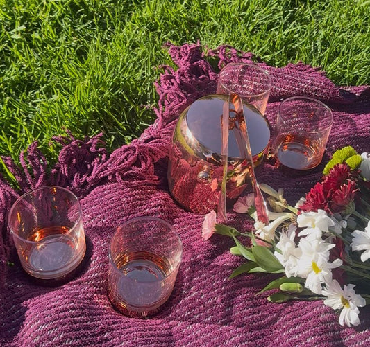 Set De Whiskey Cobre 4 Vasos + Balde De Hielo + Pinzas